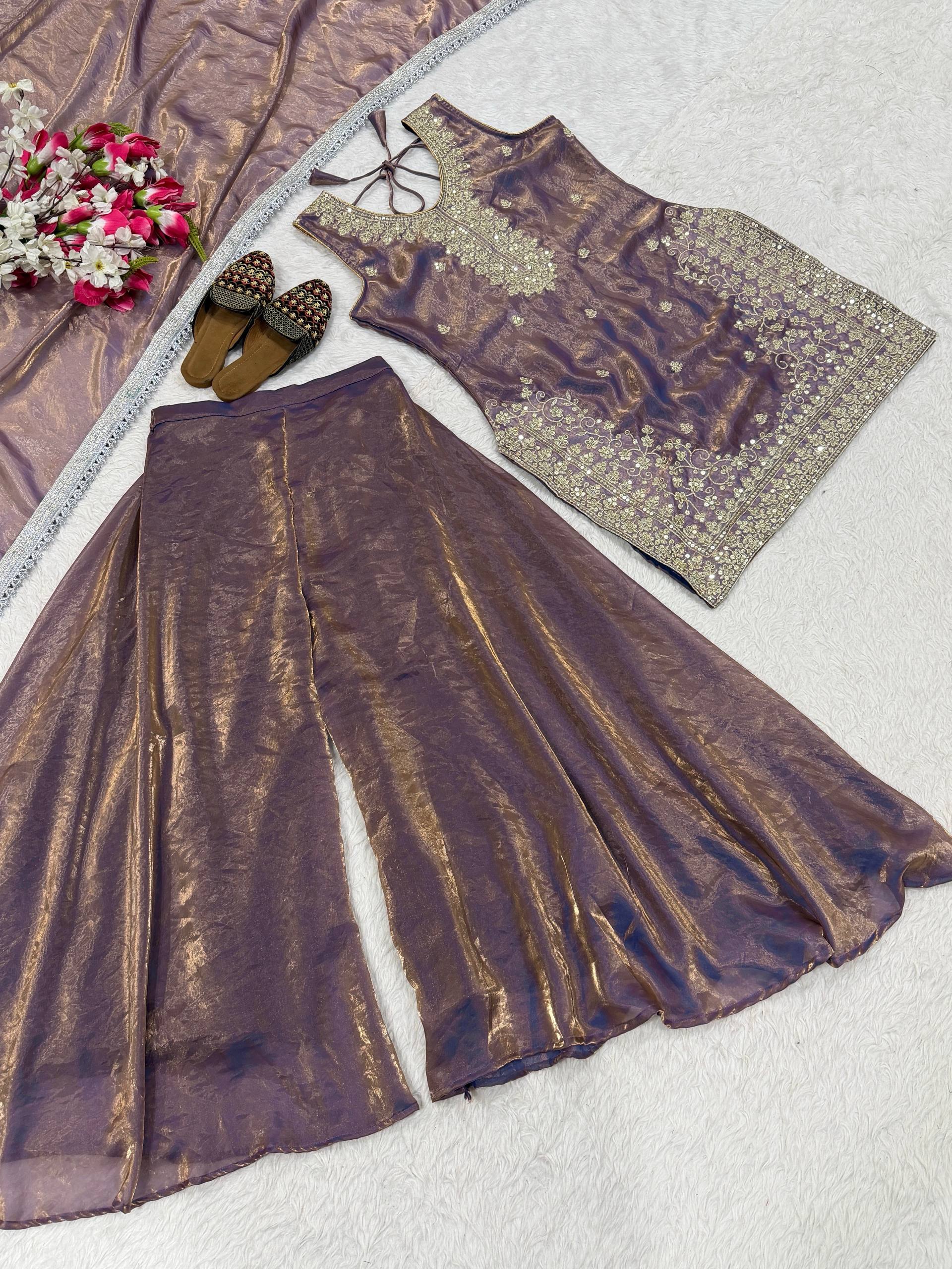 Midnight Mauve Iridescent Zari Couture